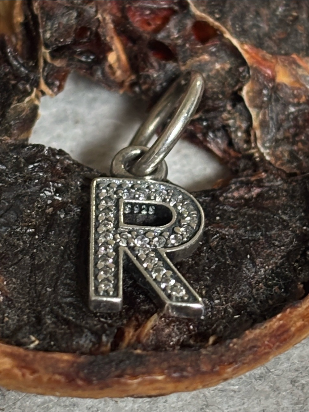 PANDORA Letter R Dangle with Clear Zirconia Authentic Silver Charm Pendant - Picture 5 of 9